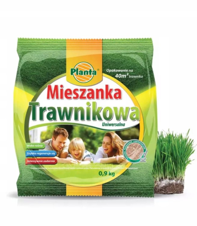 Uniwersalna mieszanka trawnikowa Planta 0,9 kg – opakowanie nasion